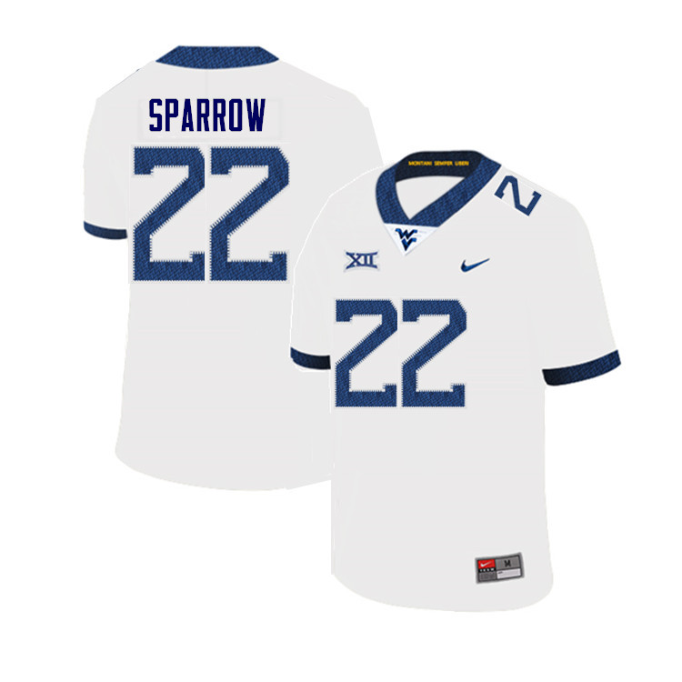 Men #22 A'Varius Sparrow West Virginia Mountaineers College Football Jerseys Sale-White